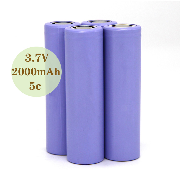 Baterai harga lebih murah sel 18650 3.7v 2000mAh 5C Lithium isi ulang 18650 Li ion baterai sel ungu untuk Senter