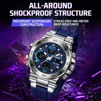 Montre électronique sportive tendance avec boîtier en alliage, multifonctionnelle, décontractée, en silicone, étanche