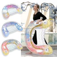 Nouvelle chaise flottante MART avec paillettes brillantes en PVC, hamac gonflable pour piscine, chaise flottante avec porte-gobelet