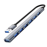 Hub USB de 7 Puertos con 1 Puerto USB 3.0 y 6 Puertos USB 2.0, Divisor USB de Aleación de Aluminio para PC de Escritorio, en Stock