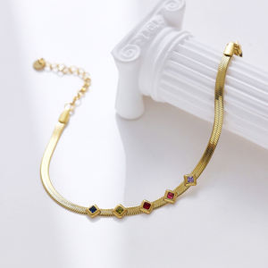 XIXI Joyas Para Mujer, Pulseras de Cadena de Acero Inoxidable Ajustables con Circonitas de Colores, Chapadas en Oro de 18k, Joyería de Moda - Product Image 5