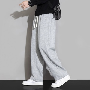 <span class=keywords><strong>Pantaloni</strong></span> sportivi da <span class=keywords><strong>uomo</strong></span> <span class=keywords><strong>grigi</strong></span> a gamba larga, tinta unita, taglie forti, casual, primavera autunno, per il mercato estero - Product Image 1