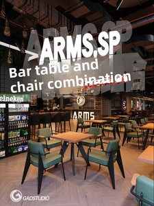 Ensemble de mobilier commercial de luxe léger pour restaurant, café, bar, salon, avec table en bois massif et structure métallique, pour zone de repos et de négociation - Product Image 1