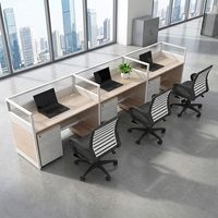 Office Cubicle Workstation Work Computer Desk Modern Wooden Employee Seat Partition Station Table Furniture Set with Storage