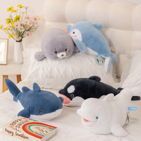 Juguete de Peluche de Animales Marinos, Orca, Ballena Beluga, Foca, Tiburón, Delfín, Compañero de Sueño, Almohada para Abrazar