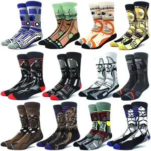 Wholesale Hot Sell Crazy Mens Funny Dress Classic Characters Tube Crew Meias Anime Calcetines Star Movie Wars Cartoon Socks