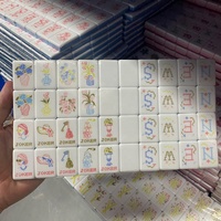 Tuiles de mahjong personnalisées à trois couches gravées, 160 tuiles de mahjong américaines nacrées