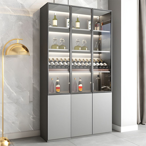 Tùy Chỉnh Sang Trọng Hiện Đại Đồ Nội Thất Thiết Kế Cửa Kính Hiển Thị Trường Hợp Lưu Trữ Kệ Rượu Thanh Gỗ Tủ Cho Nhà Phòng Khách - Product Image 2