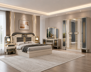 Set Camera da <span class=keywords><strong>Letto</strong></span> Turca Moderna e Lussuosa, <span class=keywords><strong>Letto</strong></span> Imbottito con Armadio a Specchio, Cassettiera, Dimensioni King e Queen, Arredamento per Camera da <span class=keywords><strong>Letto</strong></span> - Product Image 2