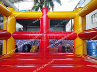 Structure gonflable combinée de jeux sportifs avec ring de boxe, toboggan, château de saut, piste de jeu, pour extérieur, décoration, pour foire et événementiel