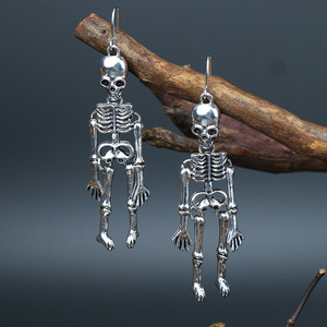 Pendientes de esqueleto de aleación de zinc galvanizados, joyería de moda unisex para Halloween - Product Image 3