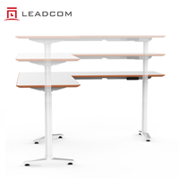 Bureau assis-debout électrique ergonomique commercial LEADCOM LS-781 à hauteur réglable, forme personnalisée, pour bureau