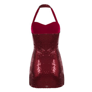 Robe de cocktail sexy à col halter, coupe trapèze, bretelles spaghetti, lavable, robe de soirée pour le soir - Product Image 6