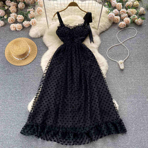 Nuovi Abiti Casual da Donna 2025 Primavera Estate Tinta Unita con Maniche a Sbuffo e Balze, Lunghezza Midi, Vita Impero, Traspirante, Stampa Digitale - Product Image 1