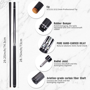 Juego de Taco de Billar de Fibra de Carbono CUPPA DC-1 de 58 Pulgadas, Taco de Billar Profesional con Eje de Baja Deflexión Pro Taper y Punta de 12.5 mm para Adultos - Product Image 2