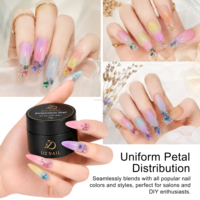 Gel Ekstensi Kuku Bunga Kering Baru dengan Potongan Bunga Kering Asli yang Tertanam Secara Alami, Warna Kustom, Gel Nail Polish Grosir