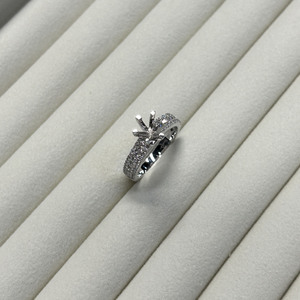 Anillo de compromiso de diseño clásico de alta gama en oro blanco macizo de 18 quilates con diamantes naturales auténticos, semimontura, para mujer, anillo de boda. - Product Image 6