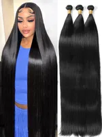 Vente en gros de paquets de cheveux humains vierges de qualité 12a Extensions de vague de corps de couleur naturelle Cuticules de cheveux indiens bruts alignés Double trame