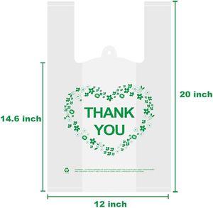 Bolsas de Plástico para Camisetas con Logotipo de Agradecimiento, HDPE/LDPE, con Asas de Longitud de Mano, Diseño Personalizado, Impresión Serigráfica para Comercios - Product Image 1