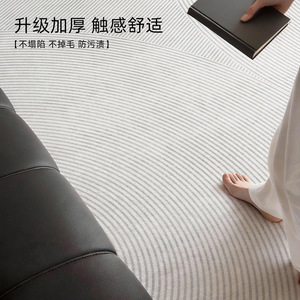 Tapis de salon Perilla moderne, minimaliste et luxueux, rectangulaire, rayé, couleur unie, imperméable, pour la zone du canapé - Product Image 4