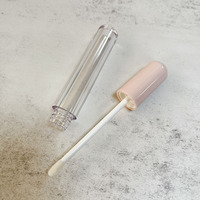 Emballage plastique de luxe 6ml Tubes de Gloss à lèvres roses de forme ronde