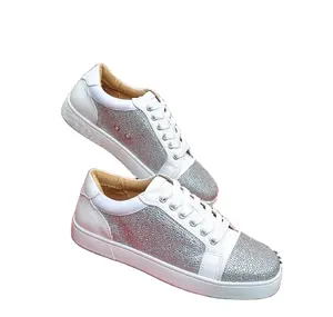 2024 New Styles Top Quality Rivets Red Bottom Shoes Fashion Designer High-top Full Leather Casual High Walking Style Shoes