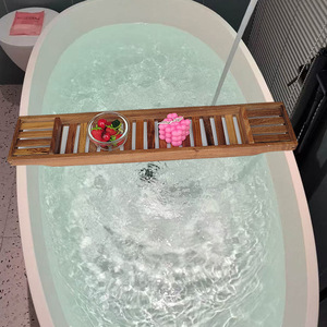 Estante para bañera de madera de acacia, bandeja de almacenamiento multifuncional para spa, 70x14,5x4cm, para baño - Product Image 2