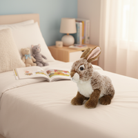 Peluche Lapin Réaliste Haute Fidélité, Jouet en Peluche Super Doux en Coton PP, Décoration Personnalisée pour la Maison, Cadeau de Marque OEM