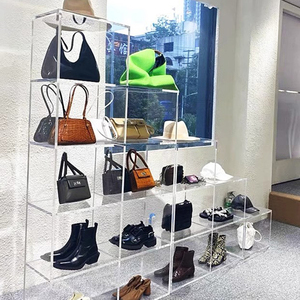 Rak <span class=keywords><strong>display</strong></span> tas sepatu tangan akrilik, <span class=keywords><strong>display</strong></span> berdiri pakaian toko berdiri sederhana modern - Product Image 3