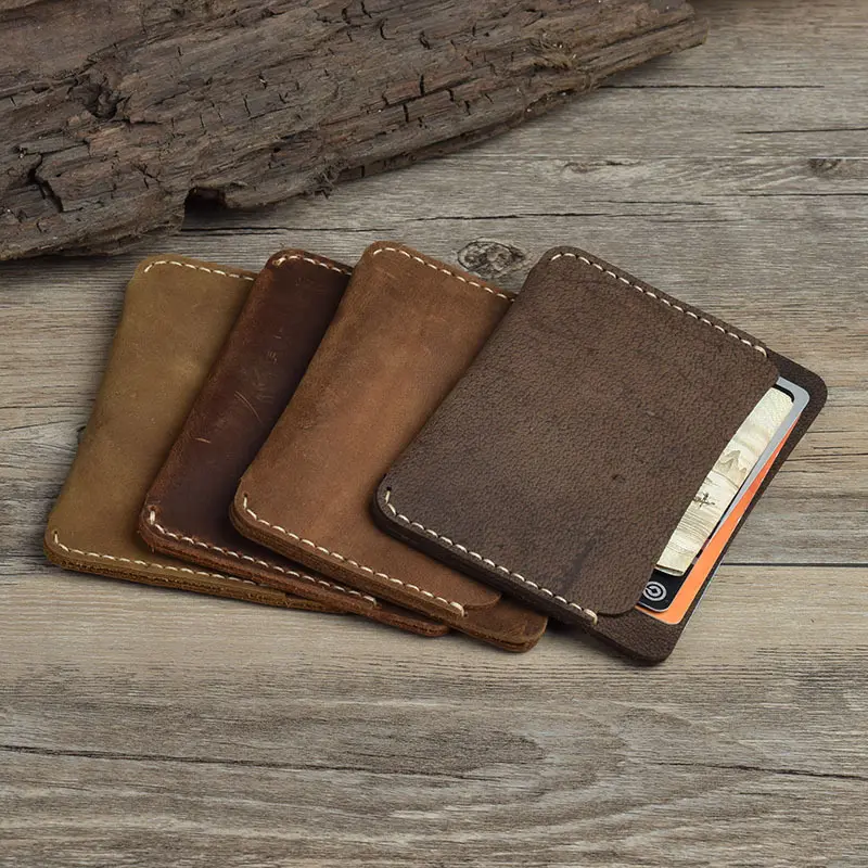 Vintage Handmade Genuine Leather Card Holder Wallet Hand Stitch Cards Holder