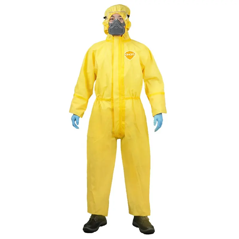 Type3 Bright Yellow Anti Static Chemical Splashes Resistant Protective Coverall