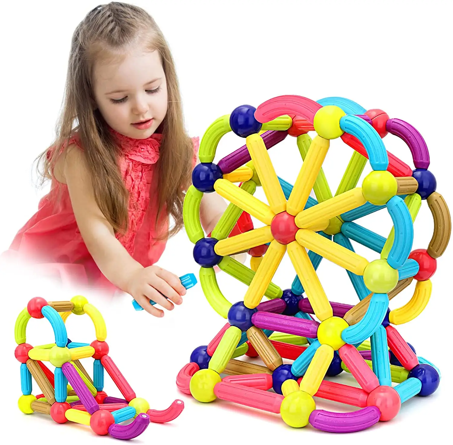 educational toy diy for Ages 3+ Children toy magnet balls and rod set magnetic building block toy