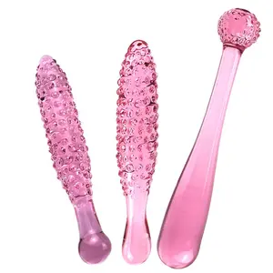 Nouveau godemiché en verre rose Transparent, Plug Anal, points, jouet sexuel, Masturbation féminine, jeux pour adultes, produits