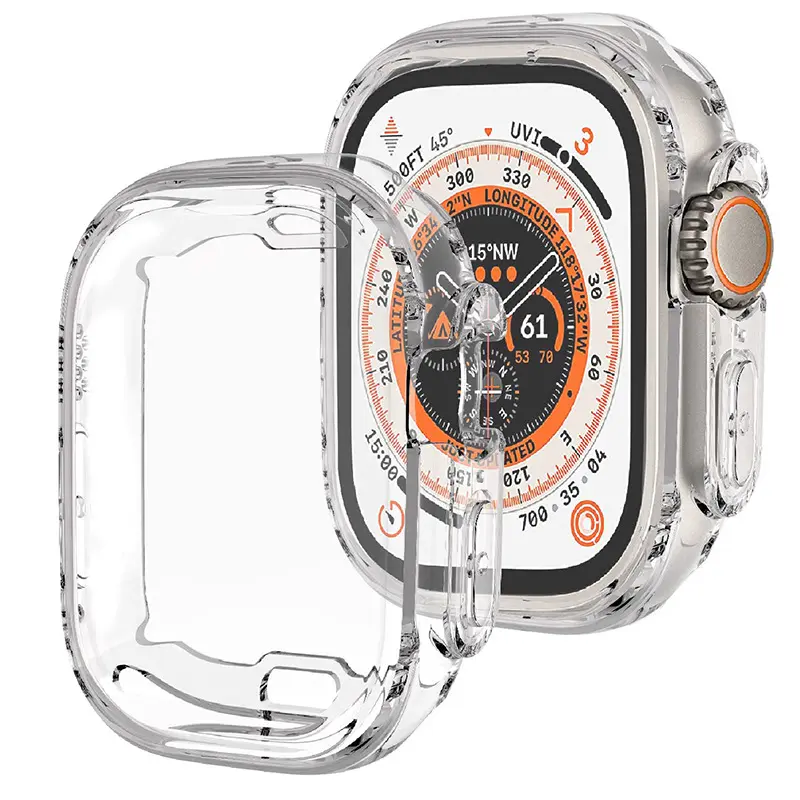 מותאם אישית ברור TPU פגוש שעון מגן מקרה עבור אפל שעון כיסוי עבור סדרת 7 Ultra 45mm 49mm יוקרה iWatch אפל שעון מקרה