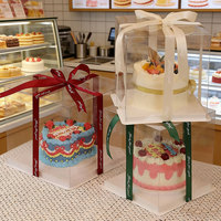 Boîtes à gâteaux carrées transparentes personnalisées en gros avec logo, 4 pouces, 6 pouces, 8 pouces, 10 pouces, emballage alimentaire en plastique PET pour sandwichs et gâteaux