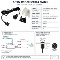 Interrupteur à détecteur de mouvement PIR pour meubles 12V 24V, contrôle centralisé pour système d'éclairage LED d'armoires, placards et étagères LC-7014-24