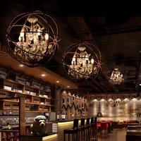 Lustre LED suspendu de style américain vintage créatif pour restaurant et bar, en fer forgé, minimaliste, pour escalier, en forme de globe, E26