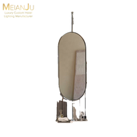 Miroir de salle de bain double ovale Petite lampe Différentes tailles Plafond suspendu Métal Hôtel B & B Boom Art Miroir Suspension Lustre