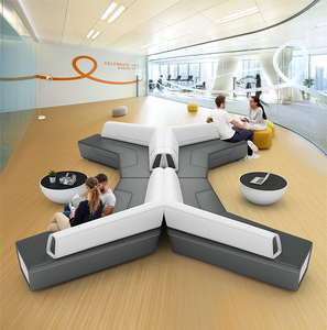 Muebles de vestíbulo de hotel Juego de sofás seccionales de tapicería de cuero sintético moderno para oficina Apartamento de área pública comercial Albergue - Product Image 5