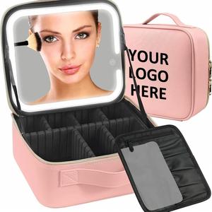 Portable Cosmetic Bag with Large Mirror, Custom Logo Travel Makeup Case, Personalized Toiletry Organizer for Women - Product Image 1