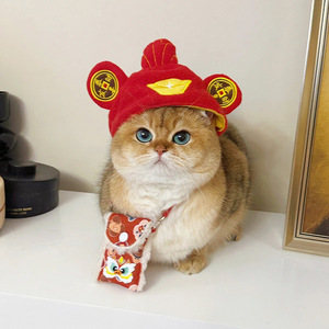 Sombrero de Año Nuevo para mascotas, Dios de la Riqueza, diadema para perros y gatos, saludos festivos de Año Nuevo, sombrero de disfraz con forma de lingote, accesorio para la cabeza para perros pequeños - Product Image 4