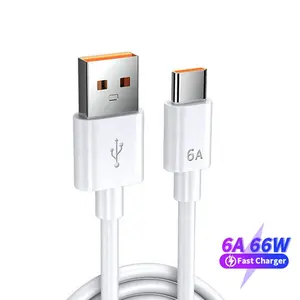 Kabel USB Tipe C 6A 66W Kualitas Baik untuk Huawei P30 P40 Mate 50 Ponsel Pengisian Cepat Kabel Data USB C