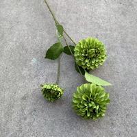Künstliche Seidenblumen Handgefertigt 3-Stängelige Grüne Duftende Chrysanthemen für Hochzeitszeremonien Gangdekoration Bühnendekoration Valentinstag