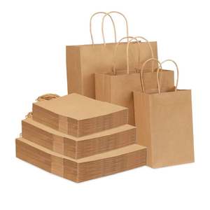 Sac en papier kraft personnalisé KM, petit, à fond plat, avec logo OEM pour pizza, lait, sushi, gelée, salade, manipulation de surface, impression flexo KM - Product Image 1