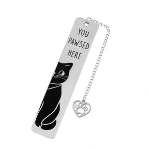 Marcadores de Libros con Diseño de Gato, Marcadores Metálicos Negros, Marcadores de Lectura, Colecciones para Amantes de los Libros, Artículos Escolares, Regalos para Amigos y Profesores - Product Image 3