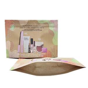 Custom Biodegradable Kraft Paper Packaging <b>Bag</b> for Cosmetics Storage Packaging Stand up Pouch <b>Bag</b> Gravure Printing Zipper Top - Product Image 2