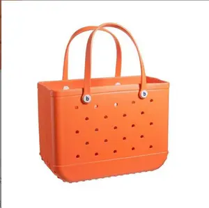 2023 Spot Goods Wholesale High Quality Baseball Style Eva Tote Bags Customized Ladies Fashion Bogg Beach Bag