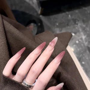 Uñas postizas de gama alta usables, pegatinas de melocotón degradado púrpura, parches de uñas extraíbles de gran venta Xiaohongshu - Product Image 3