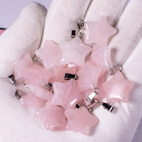 Collier Pendentif Étoile Pentagramme en Acier Inoxydable avec Cristal de Pierre Naturelle, Bijou en Quartz Rose, Améthyste et Agate