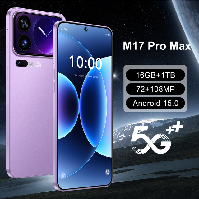 Wholesale M17 ProMax Android Smartphone 16GB+1TB ROM Deca Core Processor CDMA LTE HD 5G Global Market Factory Price